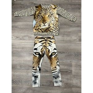 Popupshop Girl Boutique Sz 5 6 Graphic Leopard Sweatshirt Tiger Leggings 2pc Set
